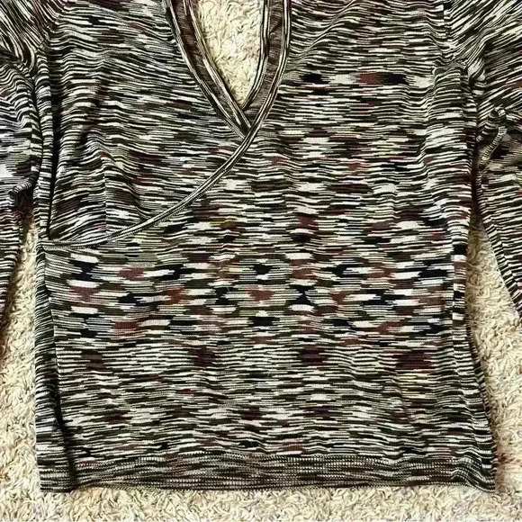 Astr The Label Women XL Shirt NWOT Brown V Neck, Front and Back Crossover Wrap - Picture 3 of 9